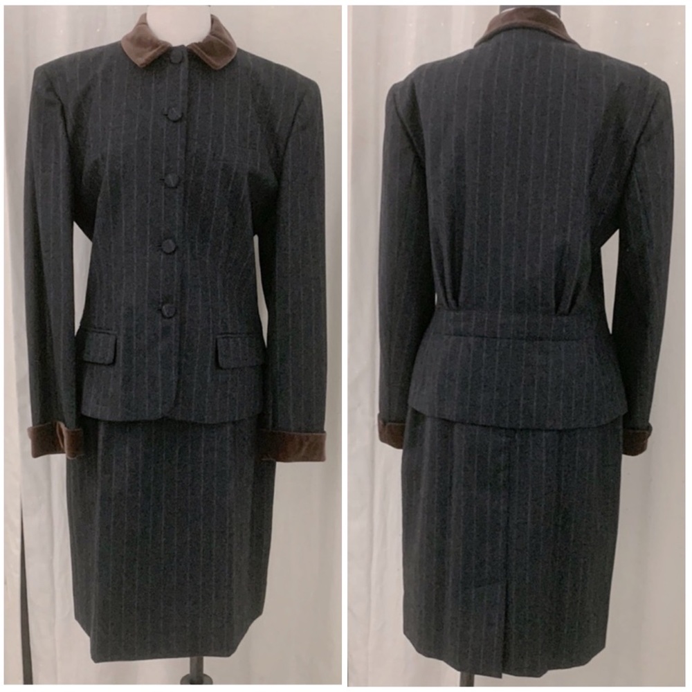 Ralph Lauren Blue Label 100% Wool Pinstripe Suit size 12
